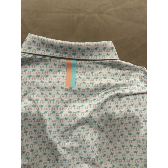 Rhoback The Koopa Palm Tree Golf Cart Mens Medium Polo Shirt White - Picture 7 of 7